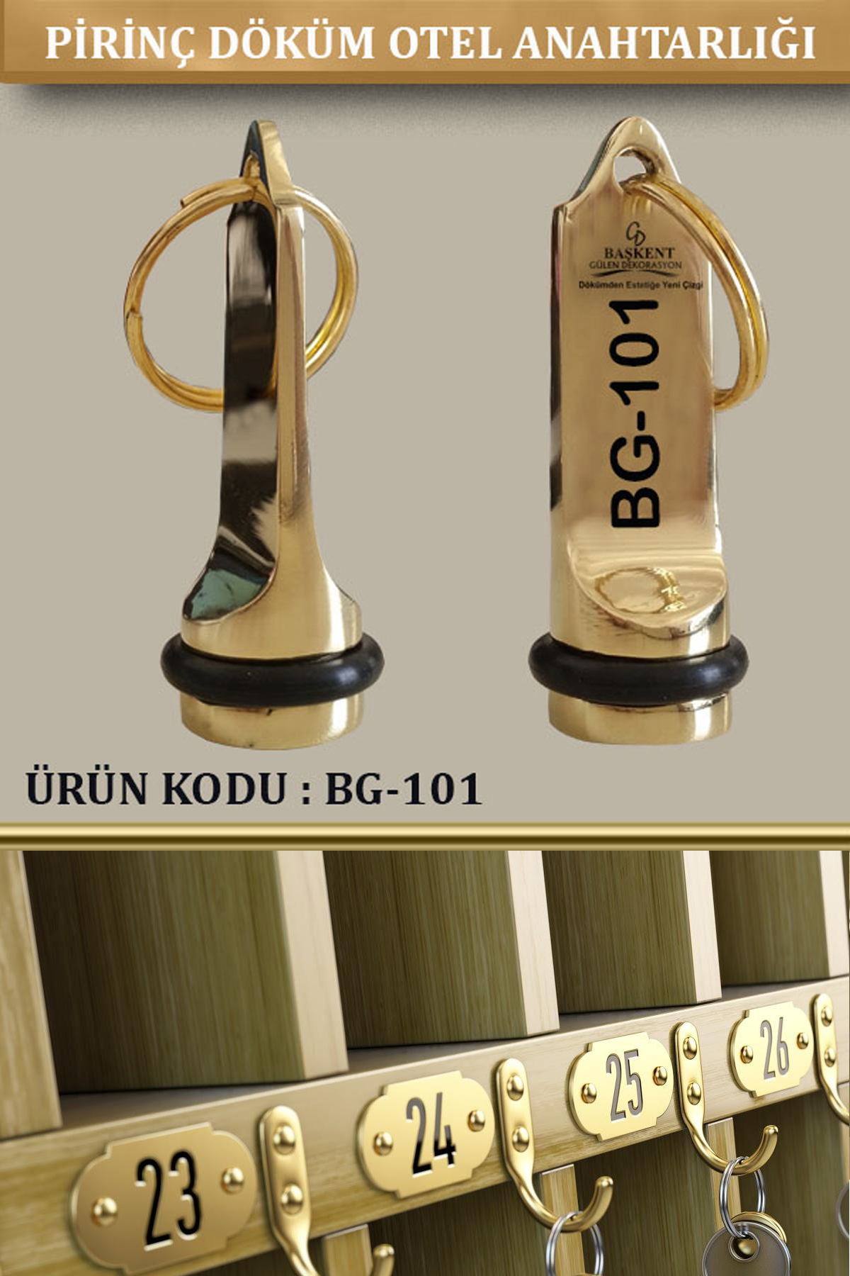 BG-101 Pirinç Döküm Otel anahtarlığı
