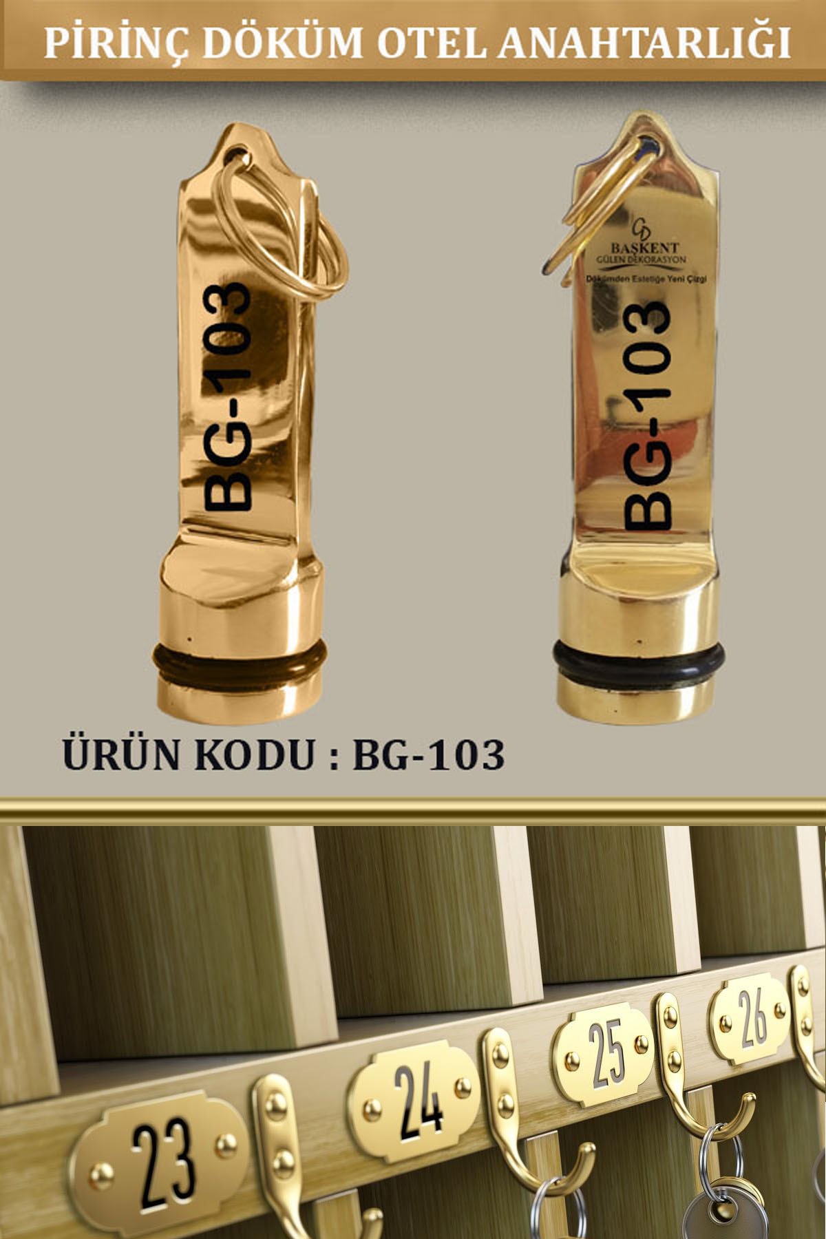 BG-103 Pirinç Otel Anahtarlığı